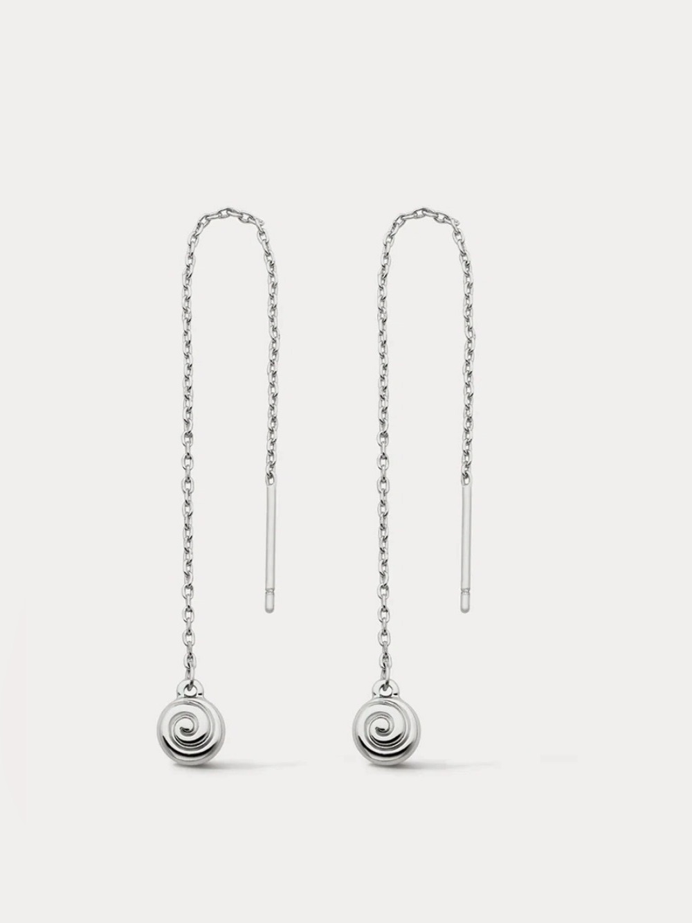 Luv AJ Shell Coil Threader Earrings Silver Chain Drop NWT